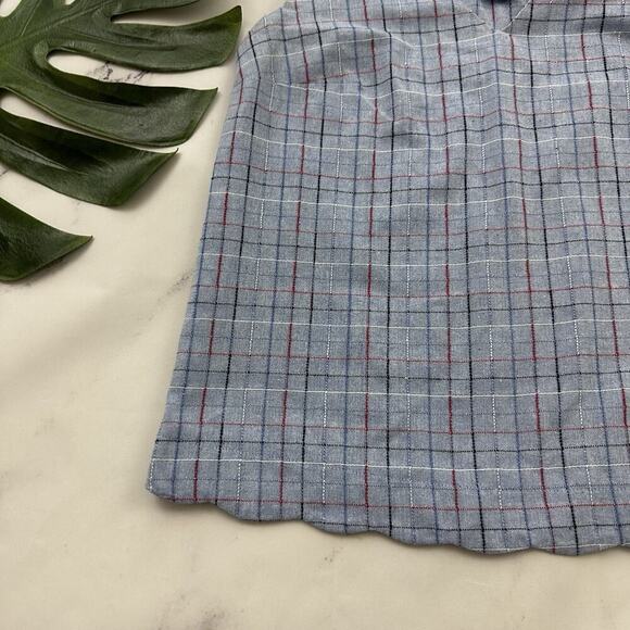 Modcloth Retro Scallop Trim Top Size S Blue Red Check Nautical Buttons Tank - Picture 4 of 11